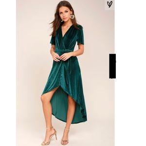 Lulu’s Amour Velvet High-Low Wrap Dress